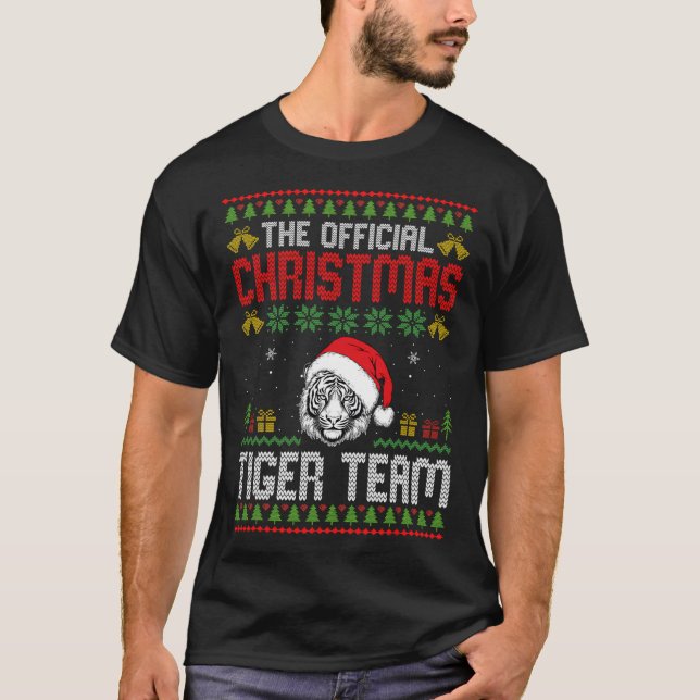 T-shirt Tiger Wearing Santa Hat Xmas Lights Merry Christma (Devant)