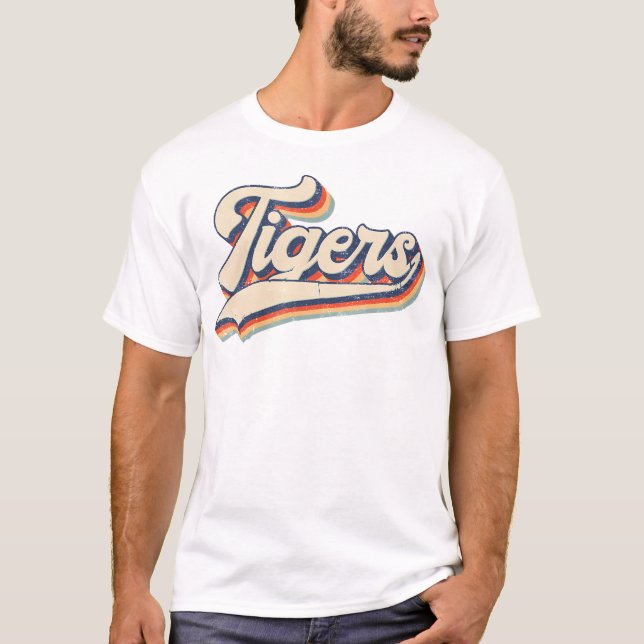 T-shirt Tigers School Sports Nom Retro Cadeau Hommes Femme (Devant)