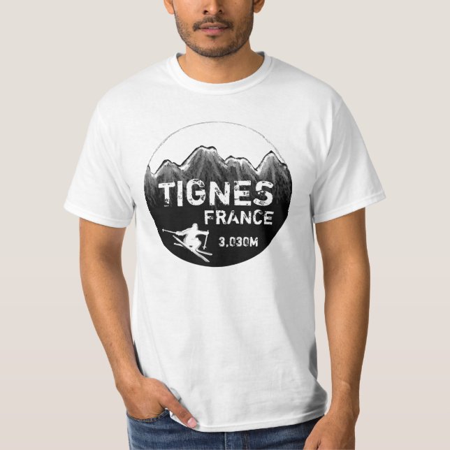 T-shirt Tignes France noir blanc (Devant)