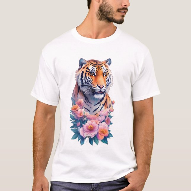 T-shirt Tigre à fleurs (Devant)