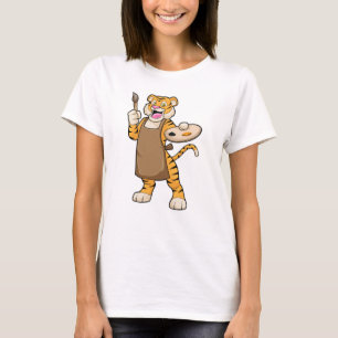 T-shirt Tigre à la peinture avec peinture et pinceau