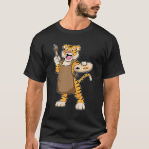 T-shirt Tigre à la peinture avec peinture et pinceau