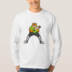 T-shirt Tigre au cricket avec batte de cricket