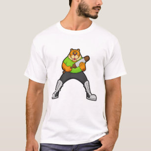 T-shirt Tigre au cricket avec batte de cricket