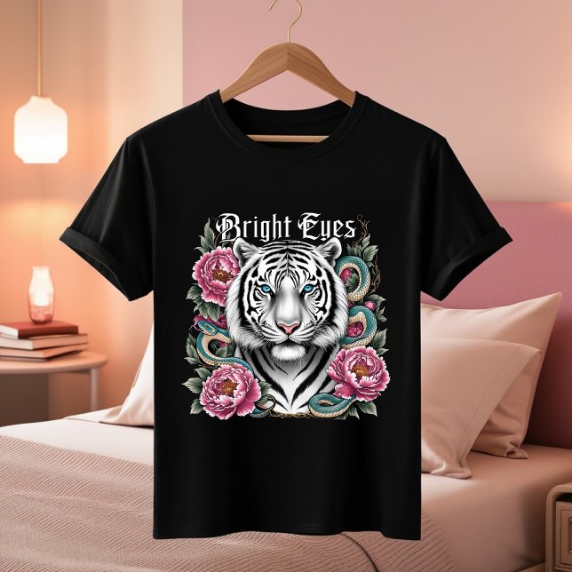 T-shirt Tigre aux yeux clairs - Art Floral (Créateur téléchargé)