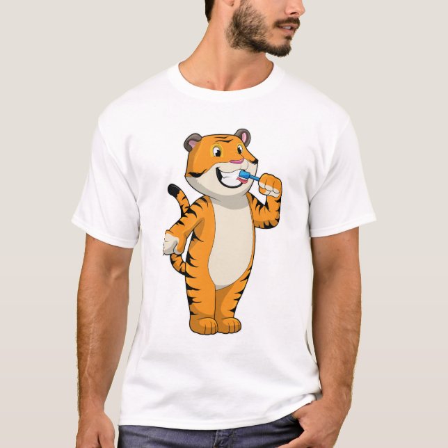 T-shirt Tigre avec brosse à dents (Devant)
