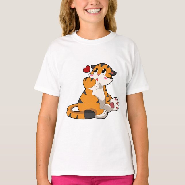 T-shirt Tigre avec coeur (Devant)