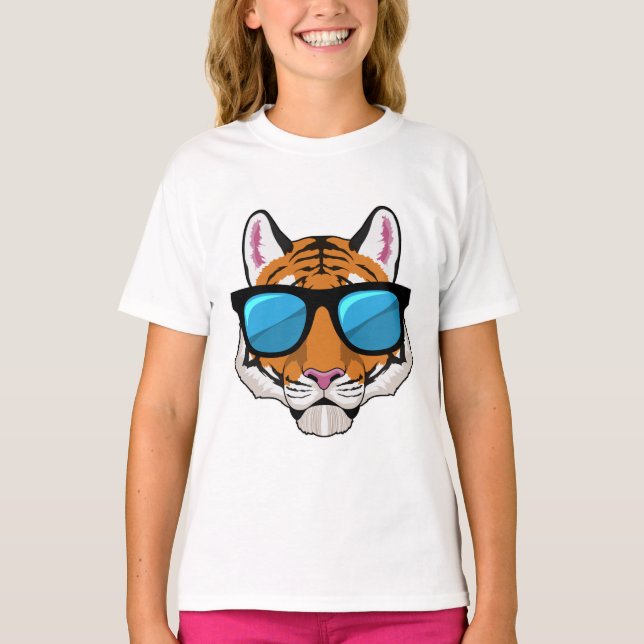 T-shirt Tigre avec lunettes de soleil (Devant)