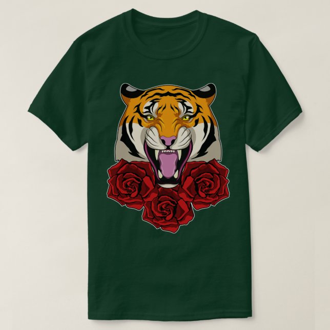 T-shirt Tigre avec Rose (Design devant)