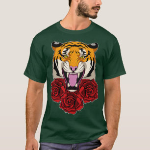 T-shirt Tigre avec Rose