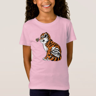 T-Shirt Tigre Bébé mignon avec Papillon rayé