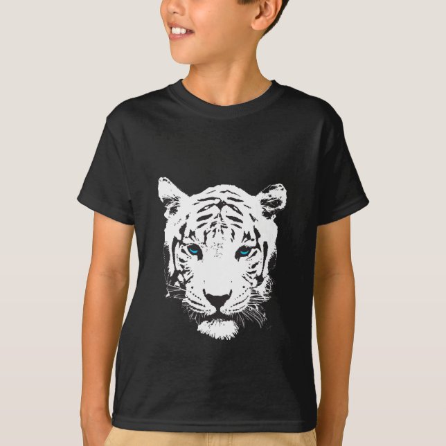 T-shirt Tigre blanc avec des yeux bleus (Devant)