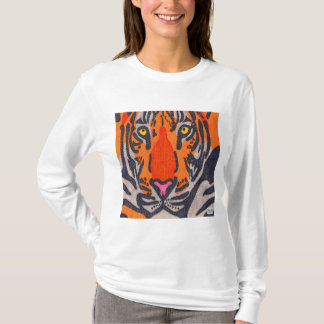 T-shirt Tigre (blanc) - Chemise à manches longues pour fem