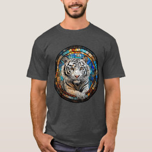 T-shirt Tigre blanc dans un motif circulaire vibrant