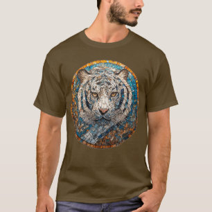 T-shirt Tigre blanc dans un motif circulaire vibrant