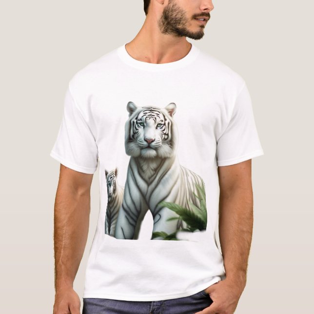 T-shirt Tigre blanc royal. (Devant)