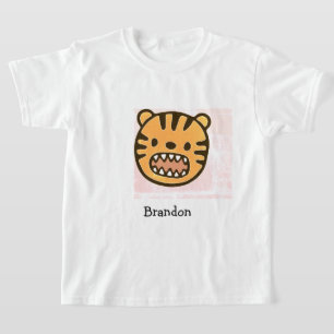 T-shirt Tigre brun mignon visage violet motif