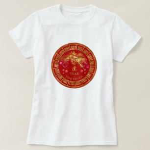 T-shirt Tigre chinois Zodiac Rouge/Or ID542