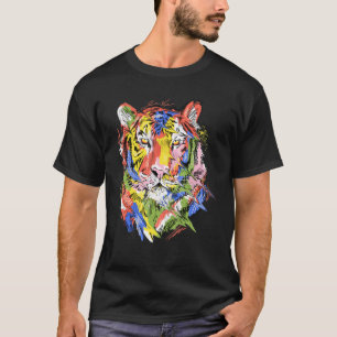 T-shirt Tigre coloré art animal amoureux des animaux tiger