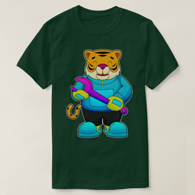 T-shirt Tigre comme mécanique avec clé (Design devant)