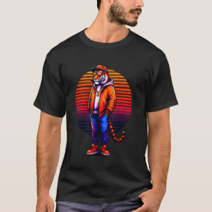 T-shirt Tigre cool Moderne Style Urbain Sunset Art Rétro