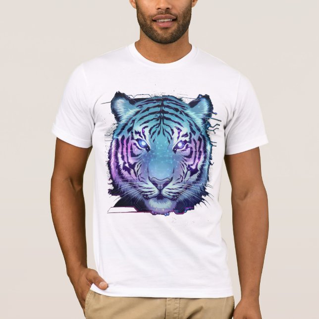 T-shirt Tigre Cyberpunk - Circuit de néon Animal (Devant)