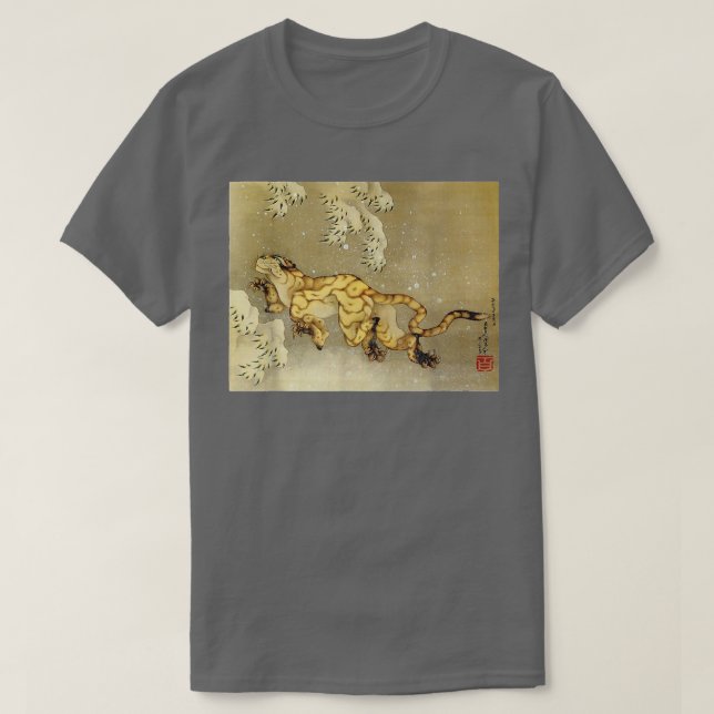 T-shirt Tigre Dans La Hokusai Neige Bois Japonais (Design devant)