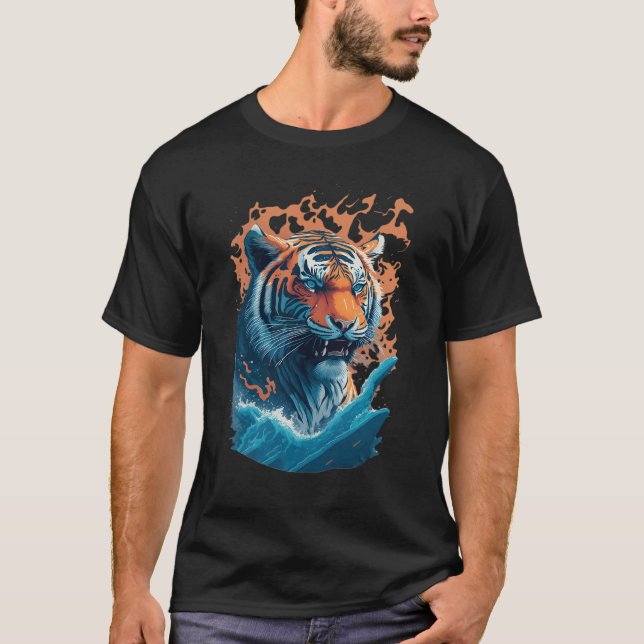 T-shirt Tigre dans l'eau - Un cadeau parfait pour les amou (Devant)