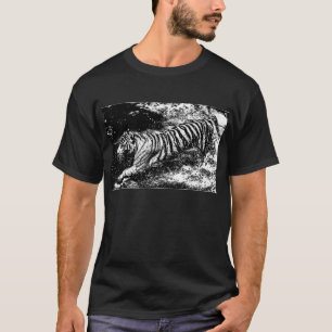 T-shirt Tigre d'attaque noir et blanc