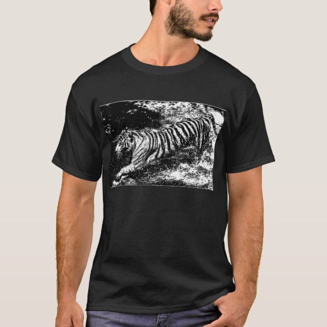 T-shirt Tigre d'attaque noir et blanc (Devant)