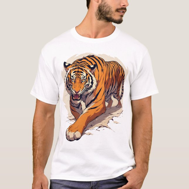 T-shirt Tigre de charge puissant (Devant)