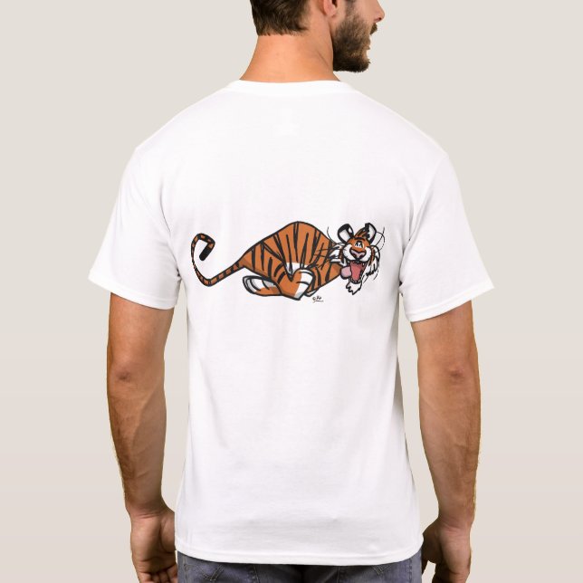 T-shirt Tigre de Dessin Animé en Course (dos) (Dos)