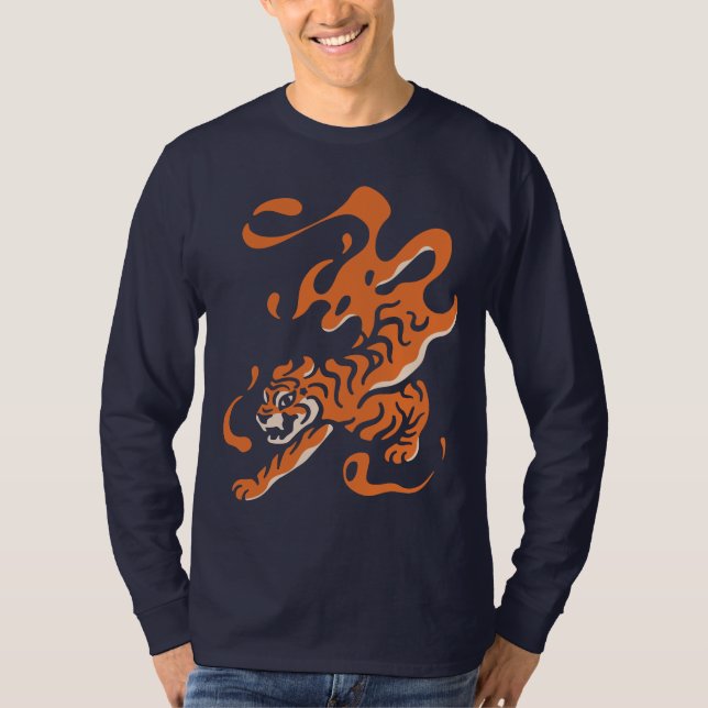 T-shirt Tigre de Feu : Conception audacieuse asiatique (Devant)