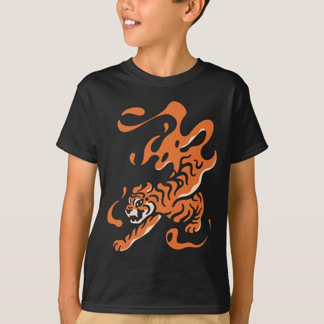 T-shirt Tigre de Feu : Conception audacieuse asiatique (Devant)