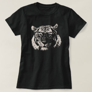 T-shirt Tigre de hippie avec des verres
