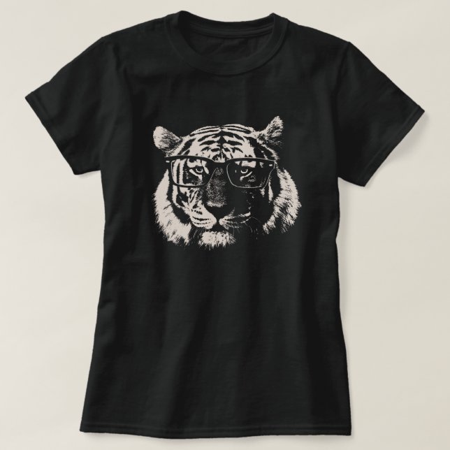 T-shirt Tigre de hippie avec des verres (Design devant)