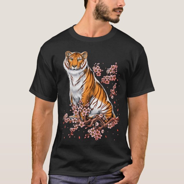 T-shirt Tigre de la Fleur de Cerisier (Devant)