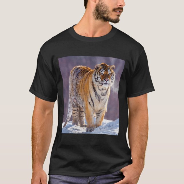 T-shirt Tigre de Sibérie dans la neige, Chine (Devant)