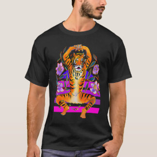 T-shirt Tigre de Yoga en fleurs