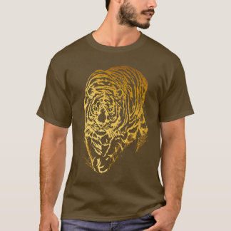 T-shirt Tigre d'or dans l'herbe