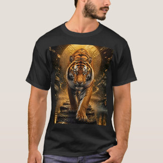 T-shirt Tigre doré Art de la faune de luxe