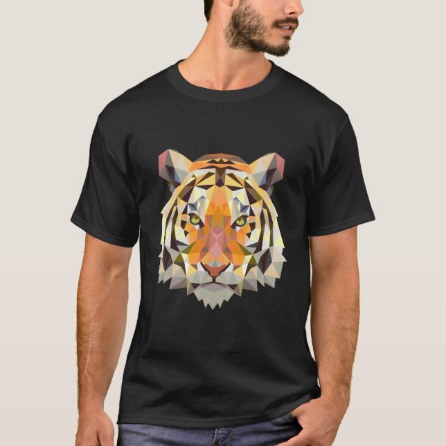 T-shirt Tigre du Bengale Face Faune géométrique Animal ani (Devant)