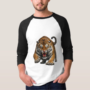T-shirt Tigre du Bengale féroce en plein bond Faune