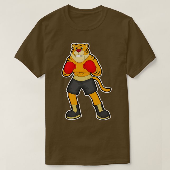 T-shirt Tigre en boîte avec gants de boxe (Design devant)