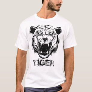 T-shirt Tigre en colère monochrome