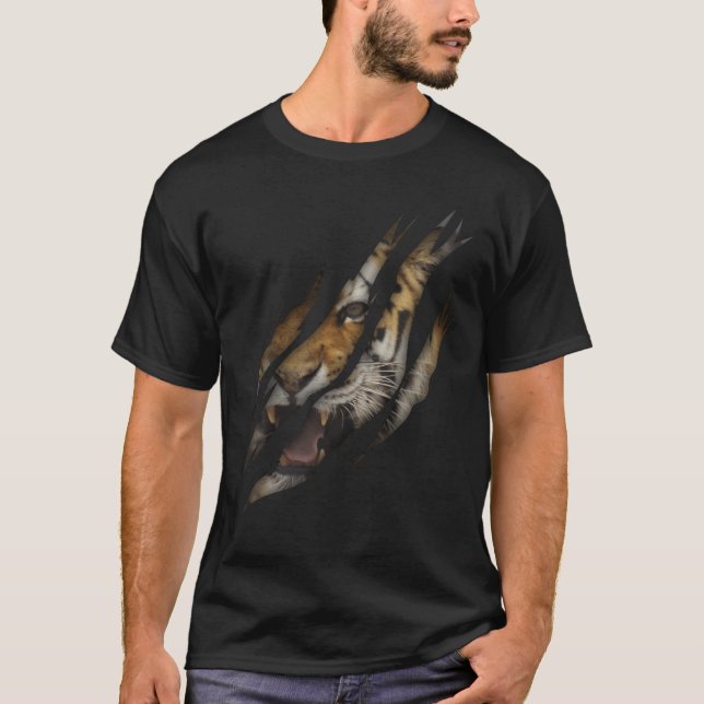 T-shirt Tigre en colère Visage Tordu Claw Wild Safari Anim (Devant)