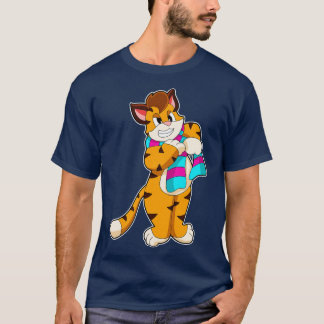 T-shirt Tigre en hiver avec Écharpe