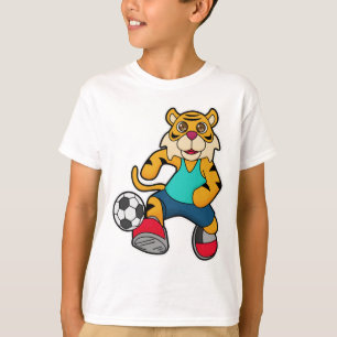 T-shirt Tigre en joueur de football avec balle de football