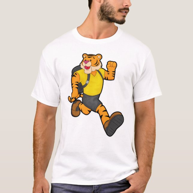 T-shirt Tigre en marche avec sac à dos (Devant)