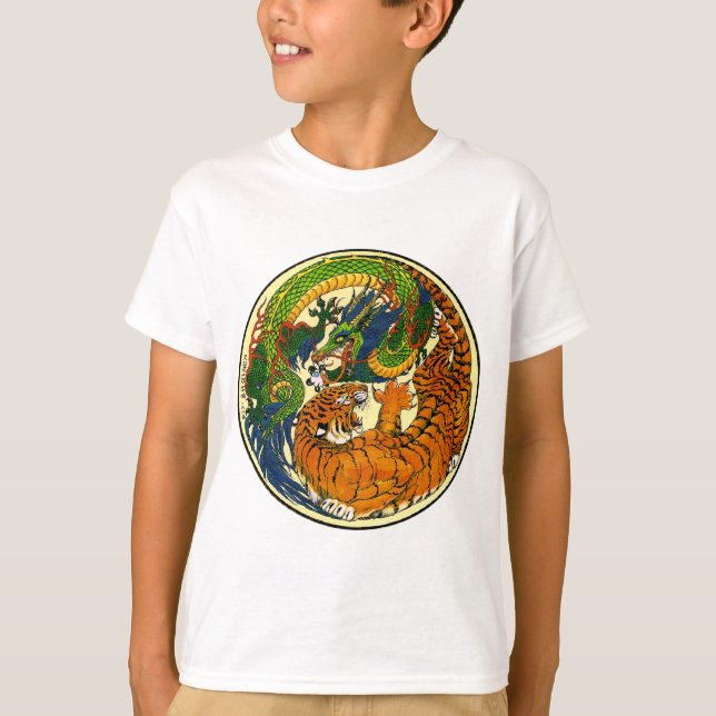 T-shirt Tigre et dragon Yin Yang (Devant)